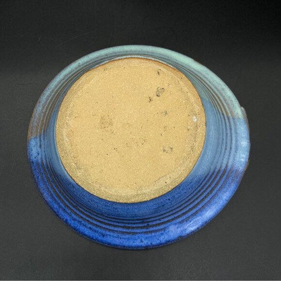 Vintage Art Pottery Manatee Bowl Jamie De Guzman Blue Green Nautical Beach Ocean - Picture 7 of 10